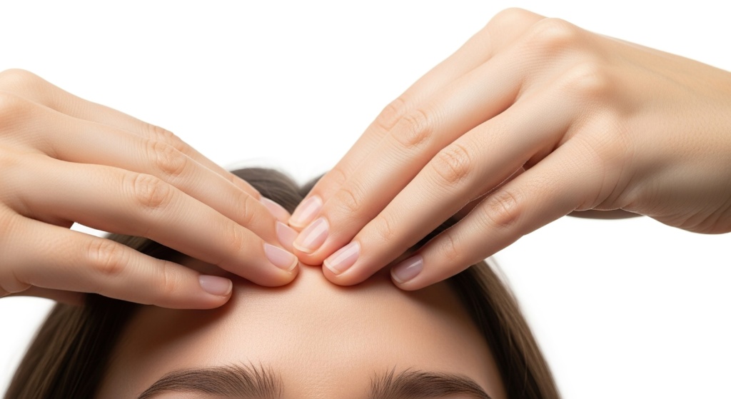 Profile view of woman with marked hairline preparing for forehead reduction surgery