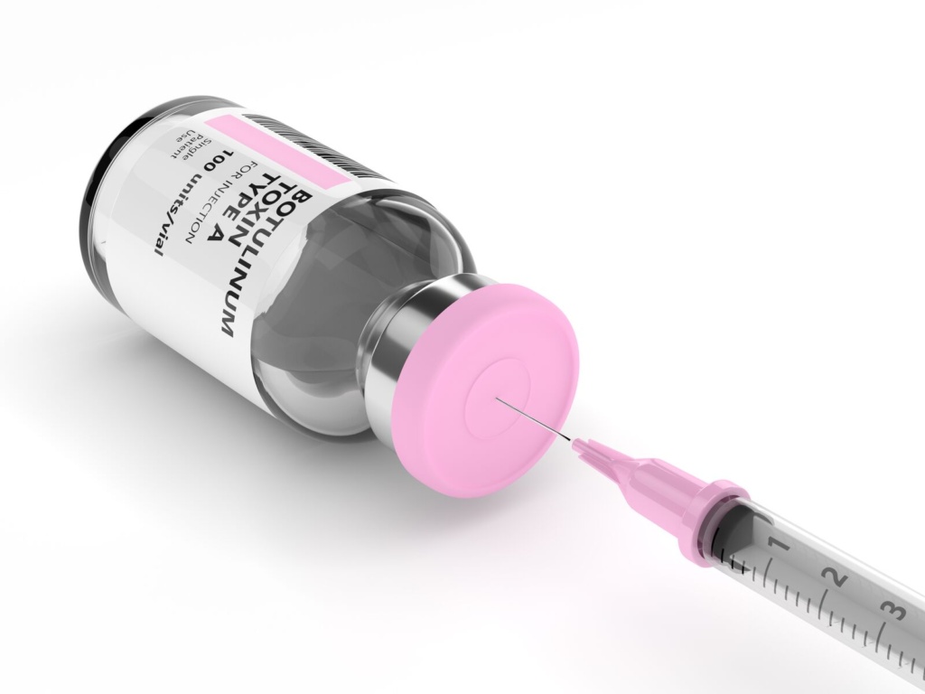 Botulinum toxin vial with a syringe